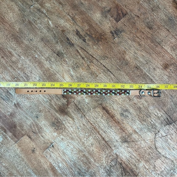 Leather Beaded Dog Collar Handmade Brand New - Medium - Picture 4 of 7